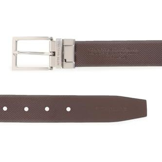 Peter England Men Black Textured Leather Belt