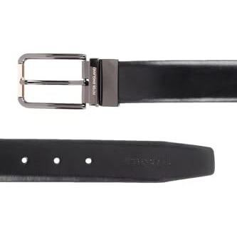 Peter England Men Black Solid Leather Belt