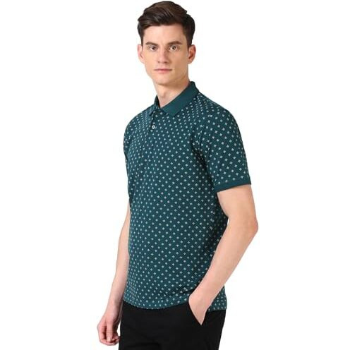 Peter England Men's Regular Fit T-Shirt (Pekpwrgfz08145_Green