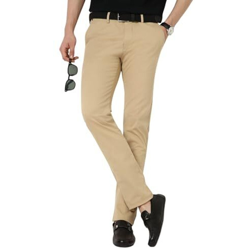 Peter England Men's Slim Casual Pants (Pctfsssbc04837_Beige
