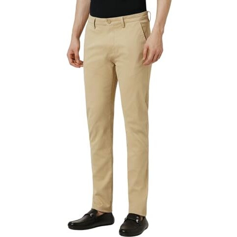 Peter England Men's Slim Casual Pants (Pctfsssbc04837_Beige