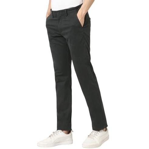 Peter England Men's Slim Casual Pants (Pctfsslb460621_Black