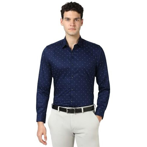 Peter England Men's Regular Fit Shirt (Pesfwnub846875_Navy