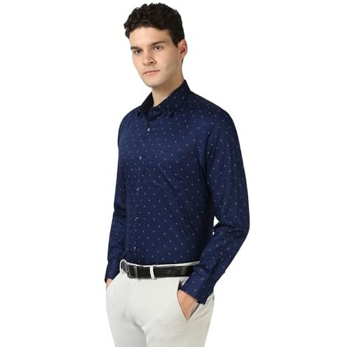 Peter England Men's Regular Fit Shirt (Pesfwnub846875_Navy