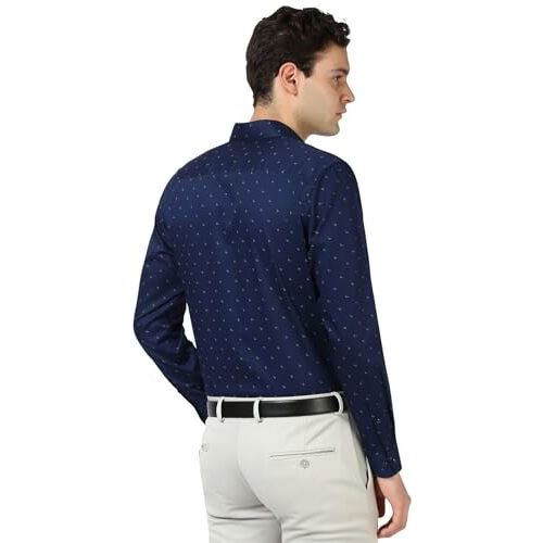 Peter England Men's Regular Fit Shirt (Pesfwnub846875_Navy