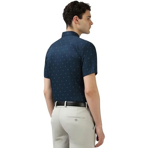 Peter England Men's Regular Fit Shirt (Peshwnub405280_Navy