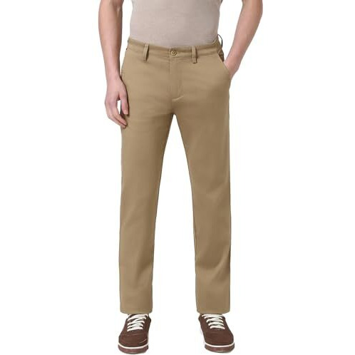 Peter England Men's Slim Casual Pants (Pctfsssf072876_Beige