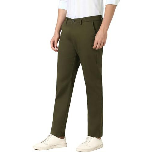 Peter England Men's Slim Casual Pants (Pctfsssft72660_Olive