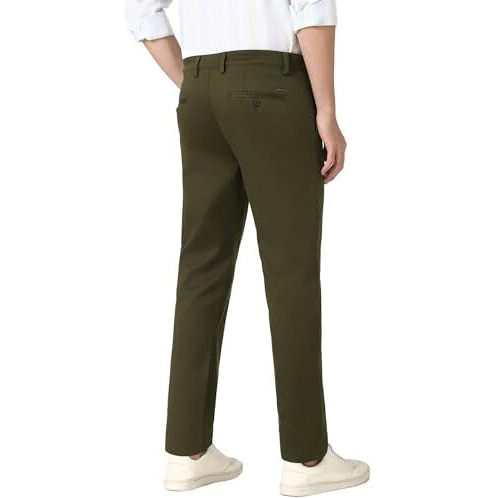 Peter England Men's Slim Casual Pants (Pctfsssft72660_Olive