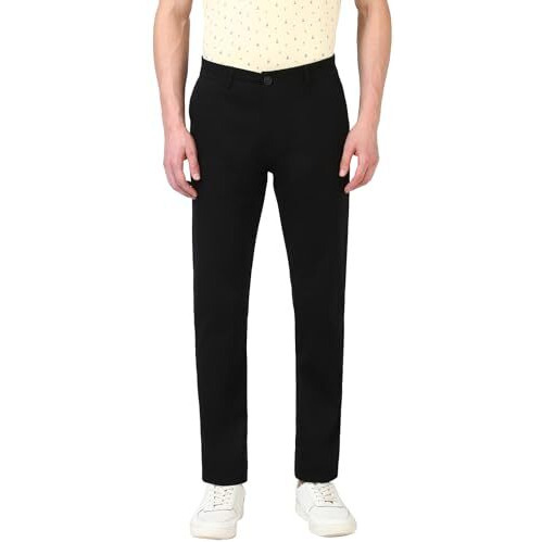 Peter England Men's Slim Casual Pants (Pctfsssbs73826_Black