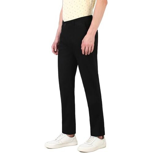 Peter England Men's Slim Casual Pants (Pctfsssbs73826_Black