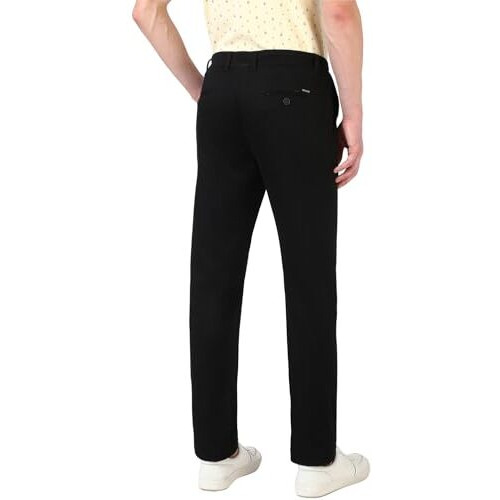 Peter England Men's Slim Casual Pants (Pctfsssbs73826_Black