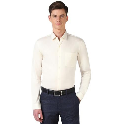 Peter England Men's Slim Fit Shirt (Pesfoslfl18064_Cream 42)