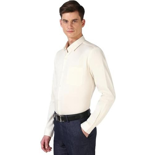 Peter England Men's Slim Fit Shirt (Pesfoslfl18064_Cream 42)