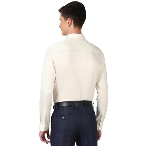 Peter England Men's Slim Fit Shirt (Pesfoslfl18064_Cream 42)