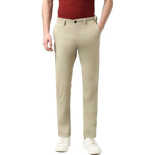 Peter England Men's Slim Casual Pants (Pctfsssfi55865_Beige