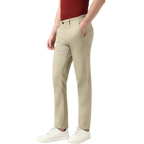 Peter England Men's Slim Casual Pants (Pctfsssfi55865_Beige