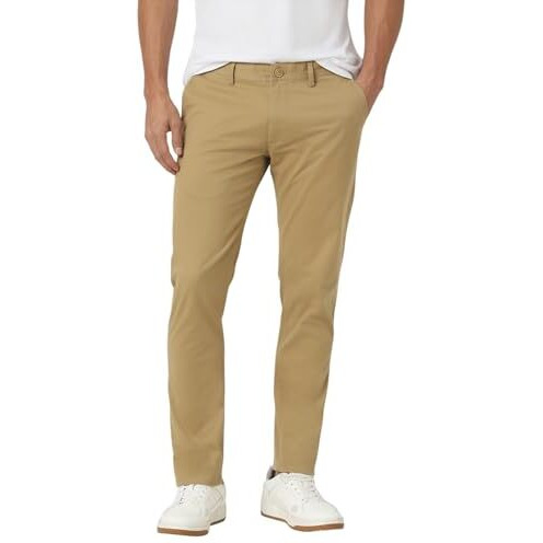 Peter England Men's Skinny Casual Pants (Pctfsskpf69433_Khaki_34)