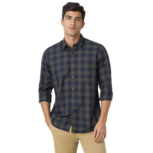 Peter England Men's Slim Fit Shirt (Pcsfsslp983191_Navy