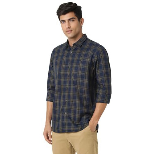 Peter England Men's Slim Fit Shirt (Pcsfsslp983191_Navy
