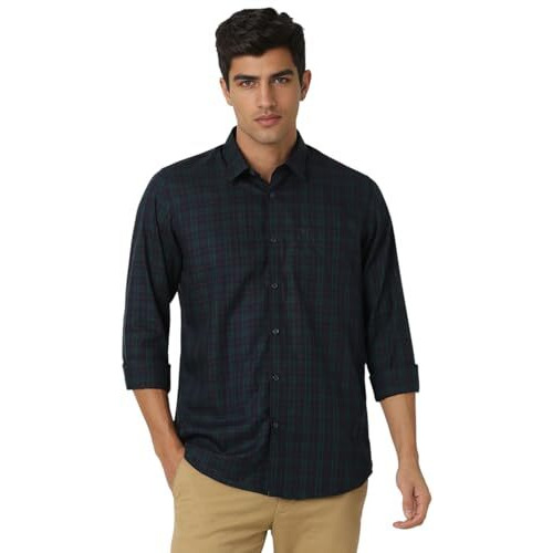 Peter England Men's Slim Fit Shirt (Pcsftslpk94446_Navy