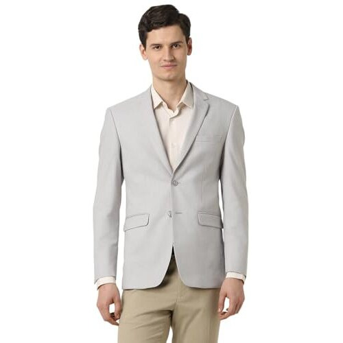Peter England Men's Classic Blazer (Pibzwnsp090035_Light Grey