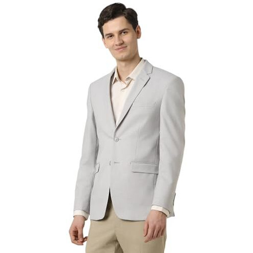 Peter England Men's Classic Blazer (Pibzwnsp090035_Light Grey