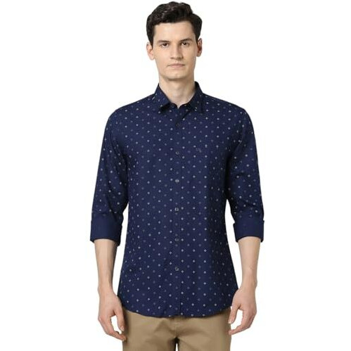 Peter England Men's Regular Fit Shirt (Pcsfsslpj47337_Navy