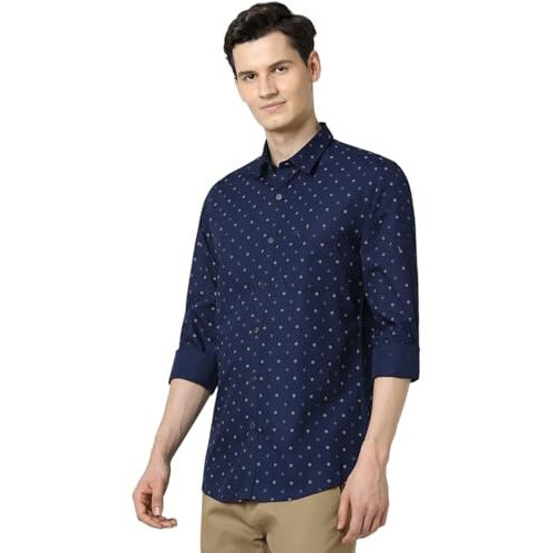 Peter England Men's Regular Fit Shirt (Pcsfsslpj47337_Navy