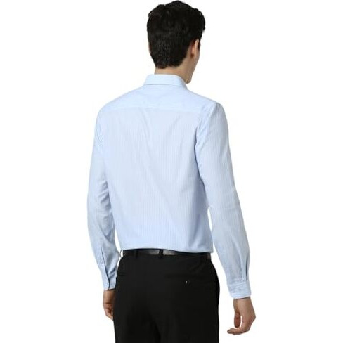 Peter England Men's Striped Slim Fit Shirt (Pesfwslbw84658_Light Blue