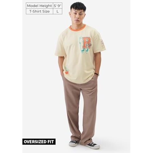 The Souled Store Archie Riverdale Varsity Oversized T-Shirts Off White Oversized T Shirts For Cotton Casual Half Sleeves Baggy Loose Fit Drop Shoulder Round Neck Back Printed Tshirt Branded Relaxed