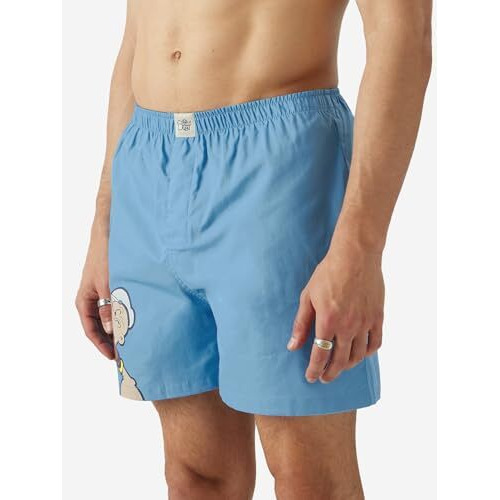 The Souled Store Popeye Sailor Legend Men And Boys Blue Graphic Print Boxer Shorts Boxer Shorts For Men's Cotton Breathable Comfortable Elastic Waistband Printed Loose-Fit Casual Lounge Sleepwear