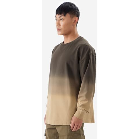 The Souled Store Irish Men And Boys Round Neck Brown Ombre Pattern Cotton Oversized Full Sleeve T-Shirts