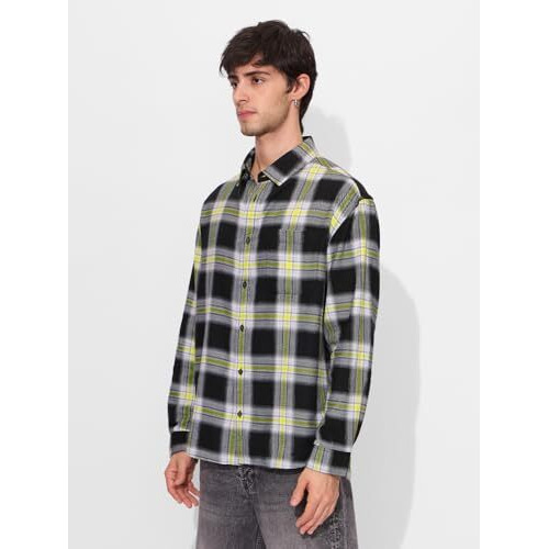 The Souled Store Plaid Sulphura Men And Boys Long Sleeves Collared Neck Button Front Cotton Utility Shirts