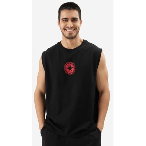 The Souled Store Official Star Wars The Death Star Round Neck Sleeveless Black Graphic Printed Regular Fit Cotton Vests For Men & Boys