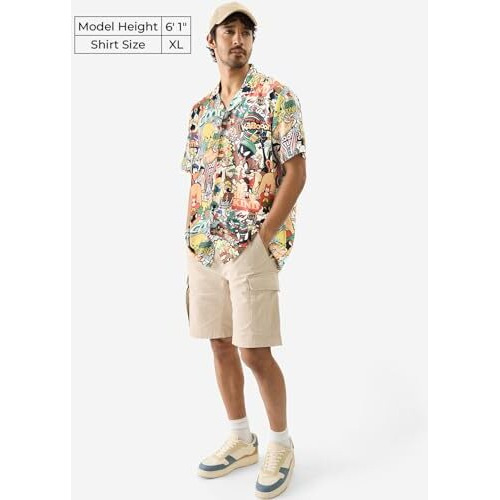 The Souled Store Official Looney Tunes Vintage Cotton Short Sleeve Collared Neck Button Down Summer Shirts For Mens & Boys- Classic Cartoon Style Multicolour