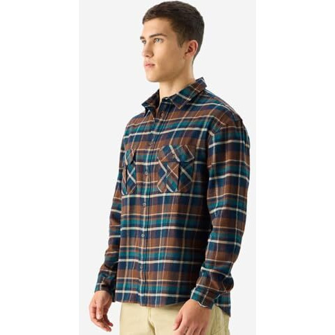 The Souled Store Plaid Brown/Navy Long Sleeve Collared Button Down Cotton Relaxed Fit Shirts For Men & Boys- Classic Style For Comfortable Wear