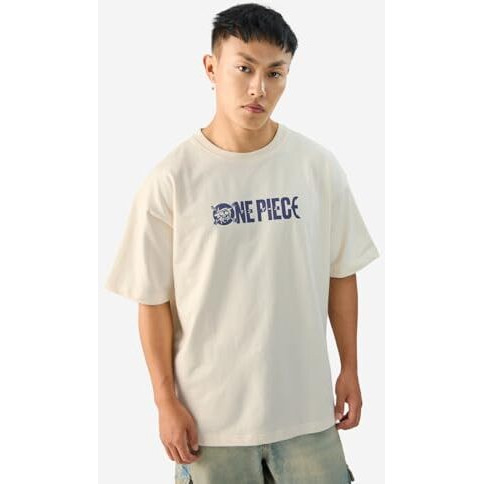 The Souled Store Official One Piece Going Merry Men And Boys Short Sleeve Round Neck White Graphic Printed Cotton Oversized T-Shirts
