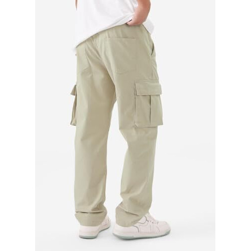 The Souled Store Solids Light Green Men And Boys Straight Fit Cotton Blend Cargo Pants