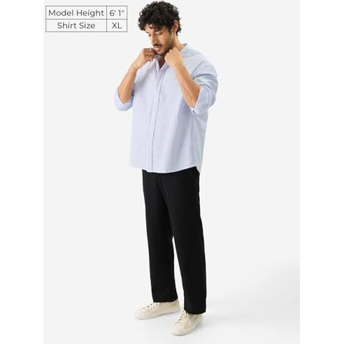The Souled Store Stripes Marina Men And Boys Long Sleeve Button Front Blue And White Cotton Mandarin Collared Shirts