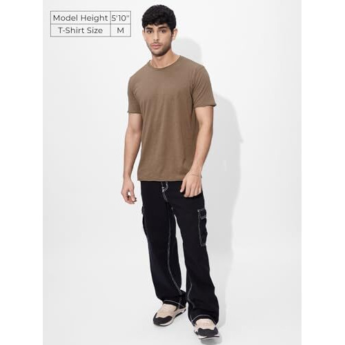 The Souled Store Rockstar Tee Chestnut Brown Men And Boys Short Sleeves Round Neck Regular Fit Cotton T-Shirts