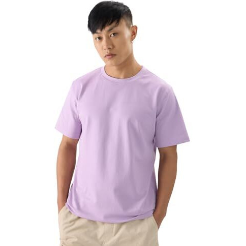The Souled Store Solids Faded Purple Men And Boys Short Sleeves Round Neck Regular Fit Cotton Blend T-Shirts