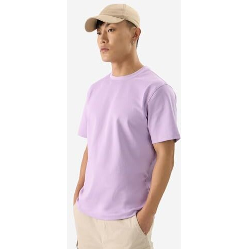 The Souled Store Solids Faded Purple Men And Boys Short Sleeves Round Neck Regular Fit Cotton Blend T-Shirts