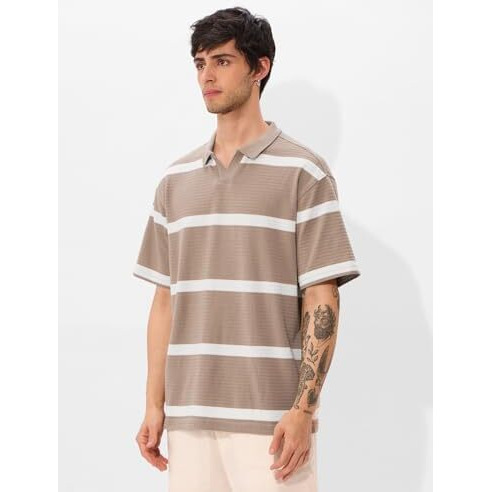 The Souled Storeclay Men And Boys Short Sleeves Collared Neck Cotton Blend Oversized Polos