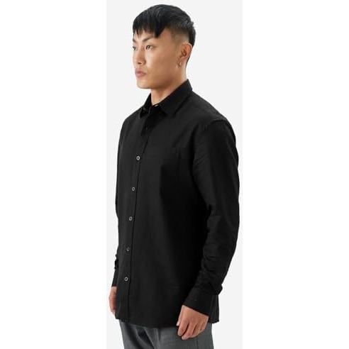 The Souled Store Bold Black Men And Boys Long Sleeve Collared Neck Buttoned Front Regular Fit Cotton Linen Shirts