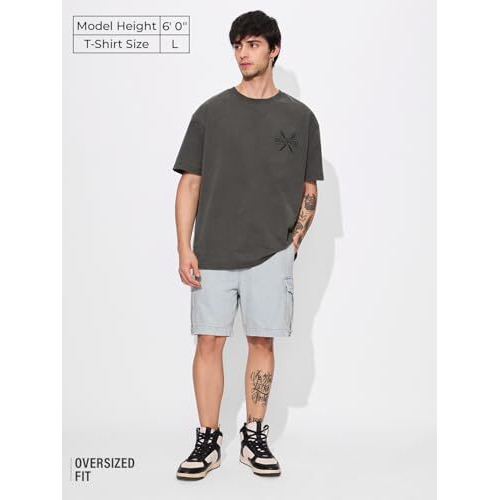 The Souled Store Official Deadpool Miss Me Men And Boys Short Sleeves Round Neck Grey Graphic Printed Cotton Oversized T-Shirts