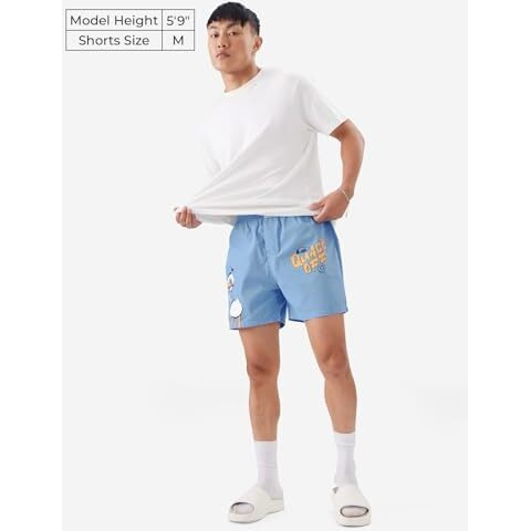 The Souled Store Official Donald Duck Quack Off Blue Men And Boys Blue Graphic Printed Cotton Boxer Short