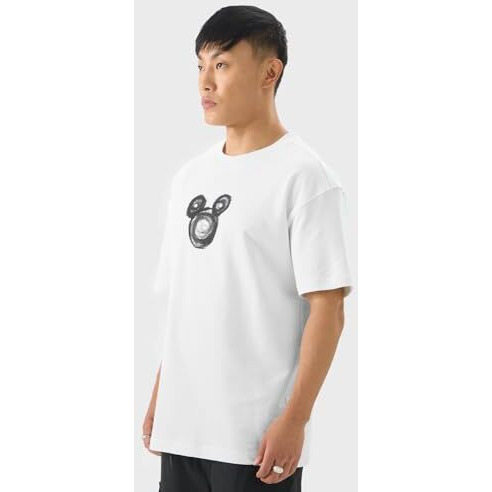 The Souled Store Official Mickey Mouse Yo Men & Boys Short Sleeve Round Crew Neck White Graphic Printed Cotton Oversized T-Shirts
