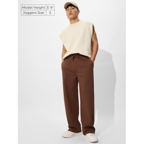 The Souled Store Official Korean Joggers Tan Brown Mens And Boys Korean Fit Cotton Blend Solid Korean Joggers