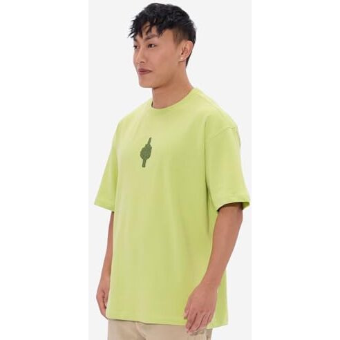 The Souled Store Cactus Men And Boys Short Sleeves Round Neck Green Embroidery Cotton Oversized T-Shirts